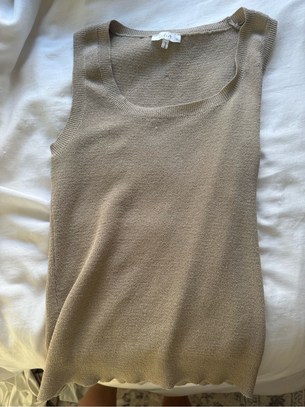 Sleeveless Knit Tank Top - Beige
